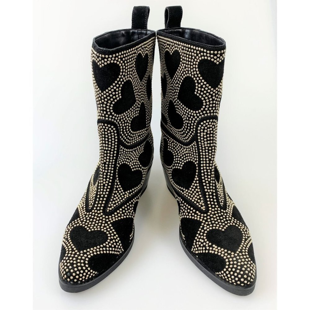 Nib Love Moschino Heeled Western Heart Print Boots Size 39